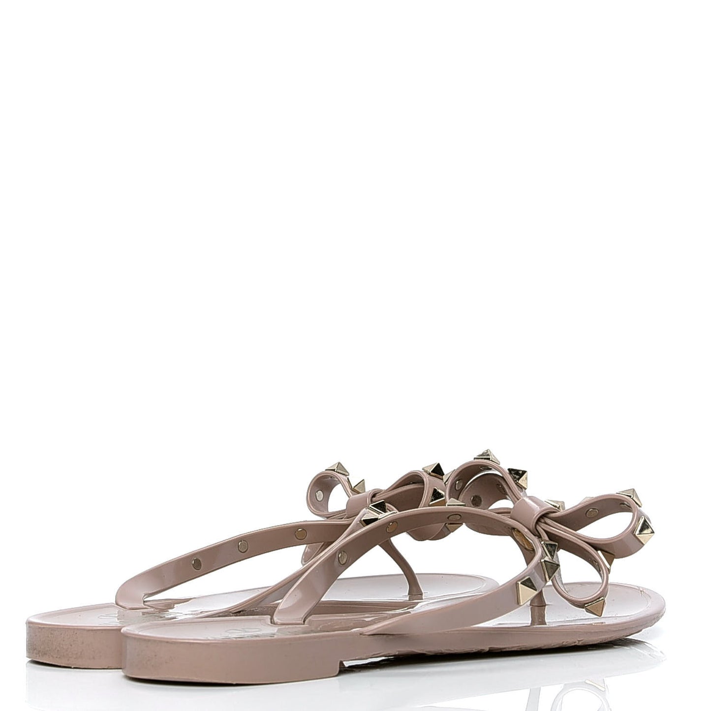 PVC Jelly Rockstud Bow Thong Sandals 37 Poudre