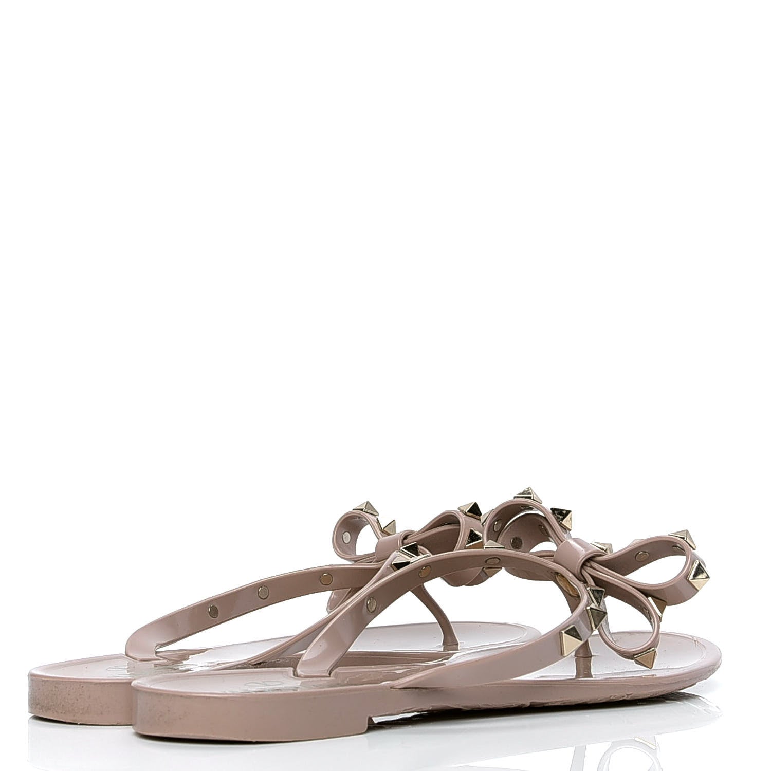 Valentino Garavani PVC Jelly Rockstud Bow Thong Sandals 37 Poudre 3 of 6