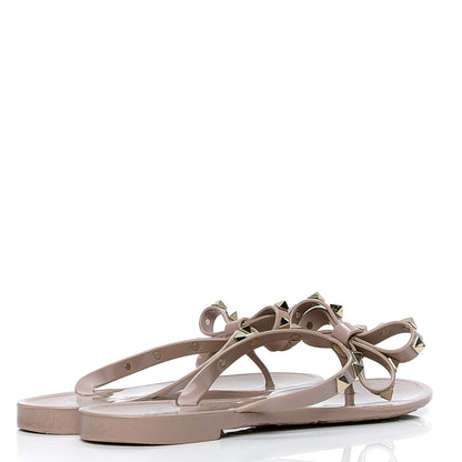 Valentino Garavani PVC Jelly Rockstud Bow Thong Sandals 37 Poudre 3 of 6