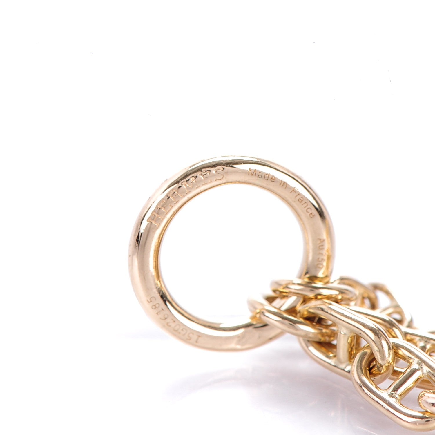 Hermes 18K Yellow Gold Diamond Chaine d'Ancre Echainee Double Bracelet L 5 of 6