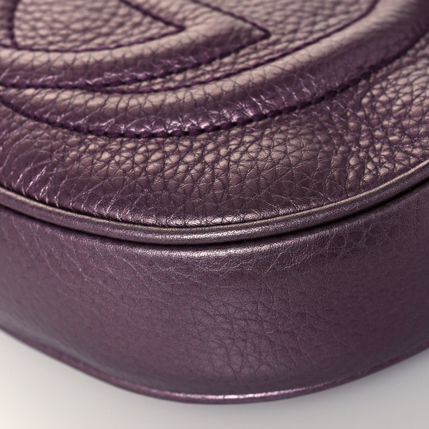 Metallic Pebbled Calfskin Mini Soho Chain Bag Purple