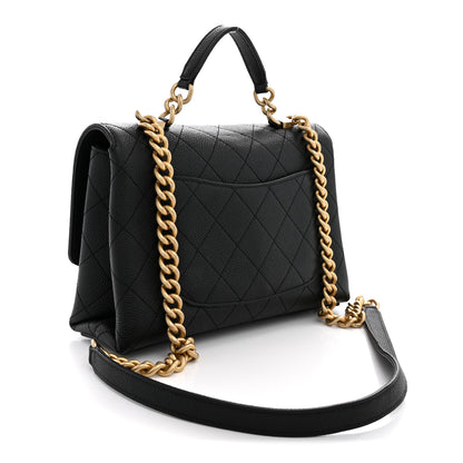 Chanel Caviar Diamond Stitched Small Top Handle Flap Black 3 of 11