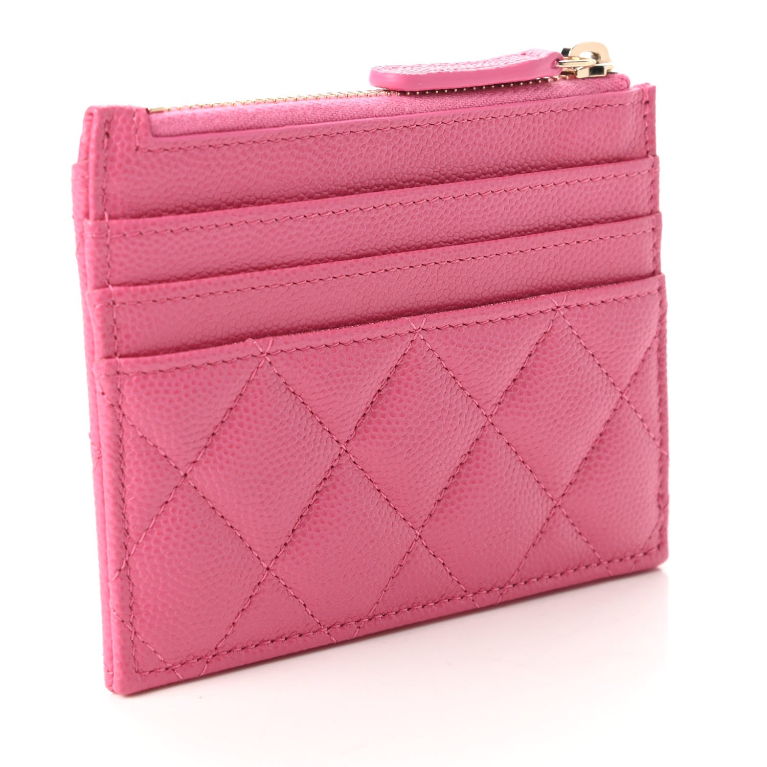 Chanel Caviar Quilted CC Zip Card Holder Pink 3 of 11