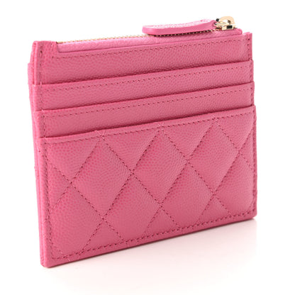 Chanel Caviar Quilted CC Zip Card Holder Pink 3 of 11