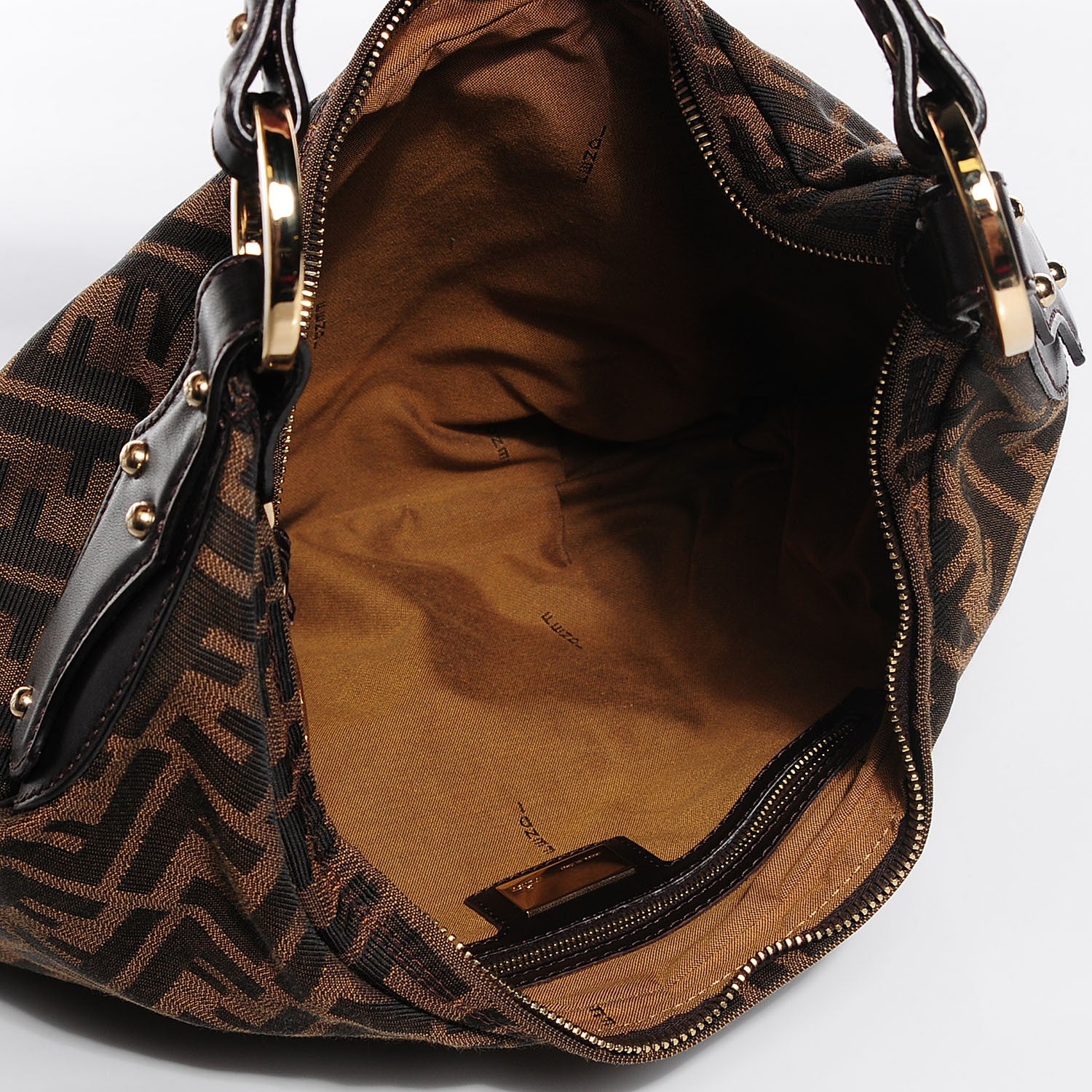 Fendi Zucca Cuoio Lucido Small Chef Hobo Tobacco Moro 5 of 9