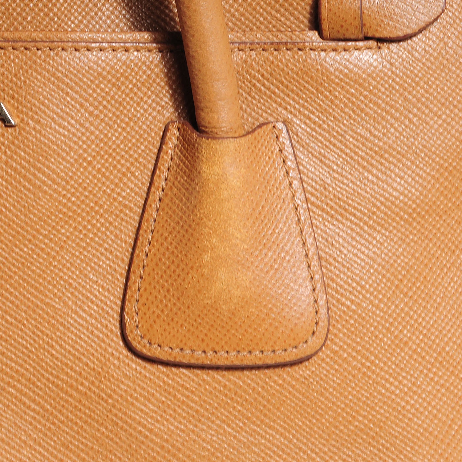 Prada Saffiano Cuir Large Top Handle Dome Caramel 3 of 12