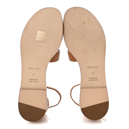 Hermes Calfskin Santorini Sandals 40 Naturel 6 of 10