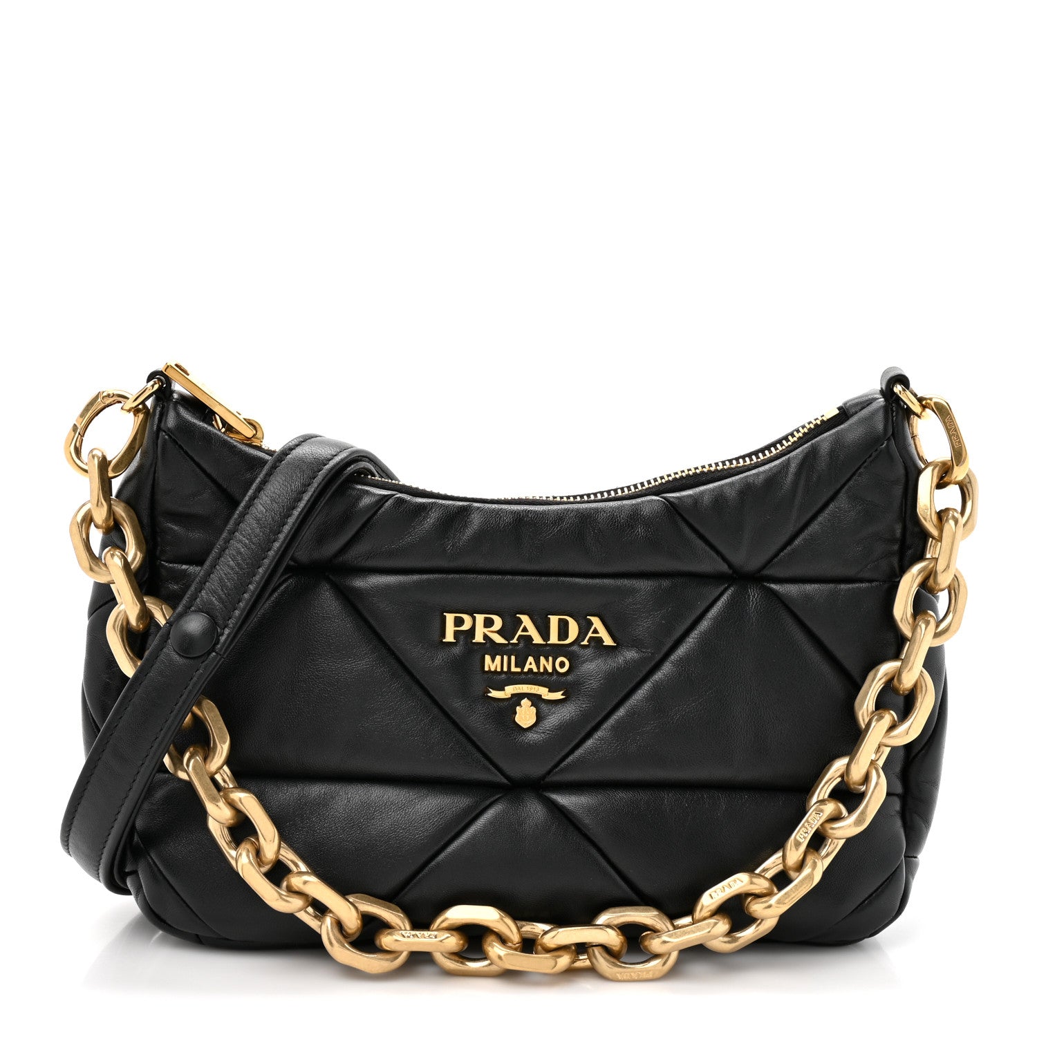 Prada Nappa Triangle Quilted Patchwork System Bag Black 1 of 9