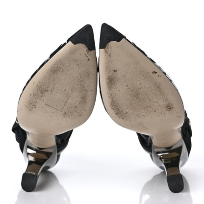 Fendi PVC Vitello FF Colibri 85mm Slingback Pumps 38.5 Transparent Black 5 of 11