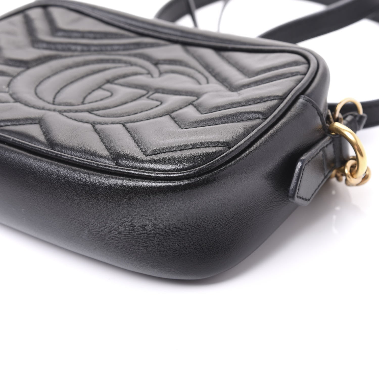 Gucci Calfskin Matelasse Mini GG Marmont Chain Shoulder Bag Black 11 of 13