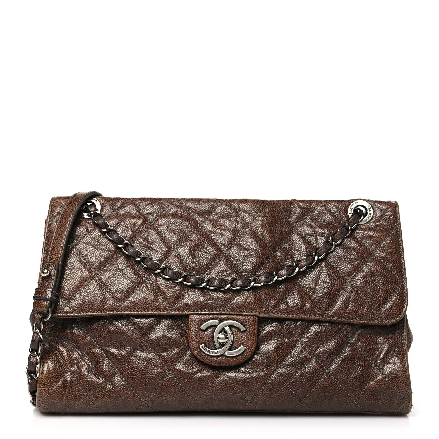 Chanel Crumpled Grained Calfskin Jumbo CC Crave Flap Brown 1 of 10