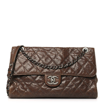 Chanel Crumpled Grained Calfskin Jumbo CC Crave Flap Brown 1 of 10