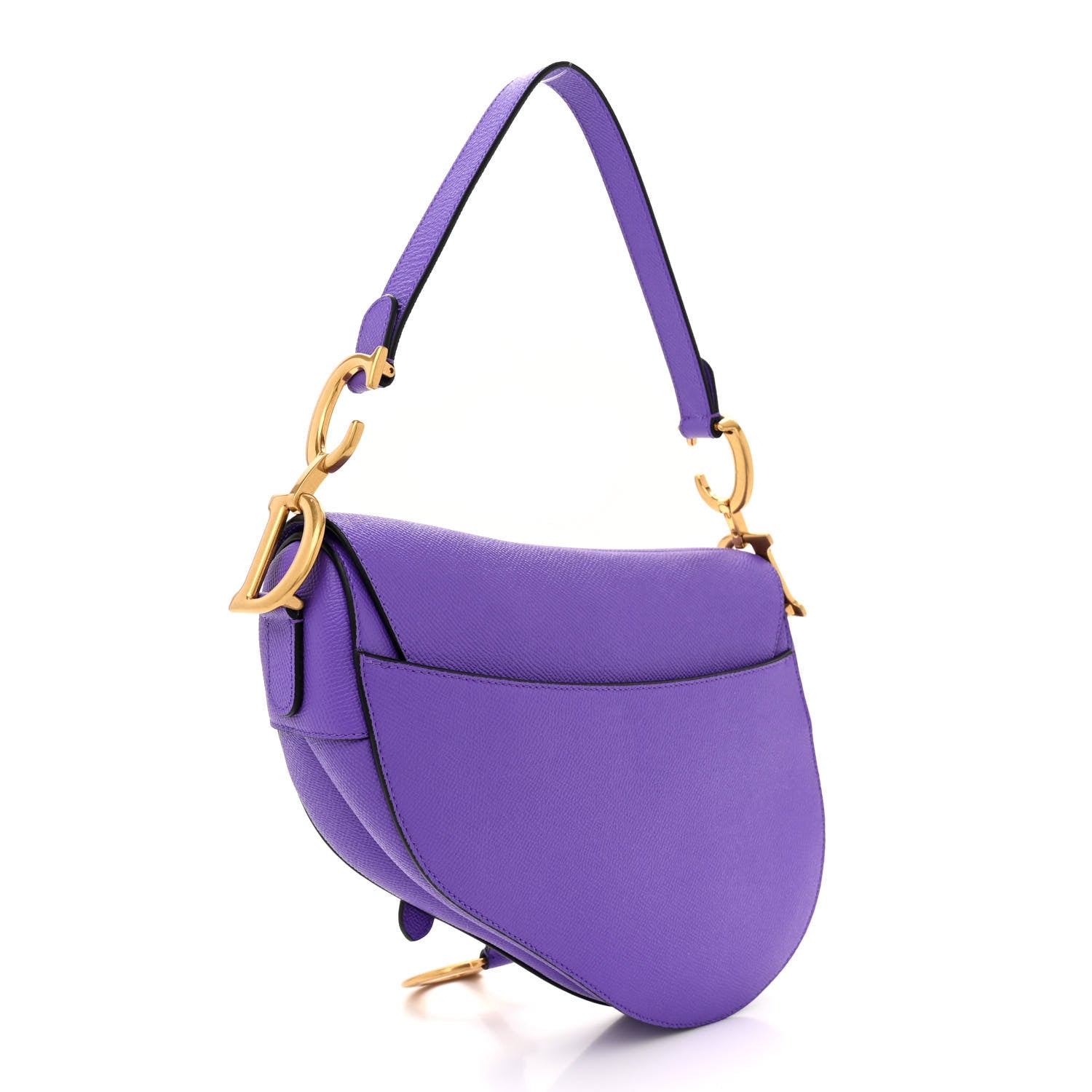 Christian Dior Grained Calfskin Saddle Bag Purple 1507415