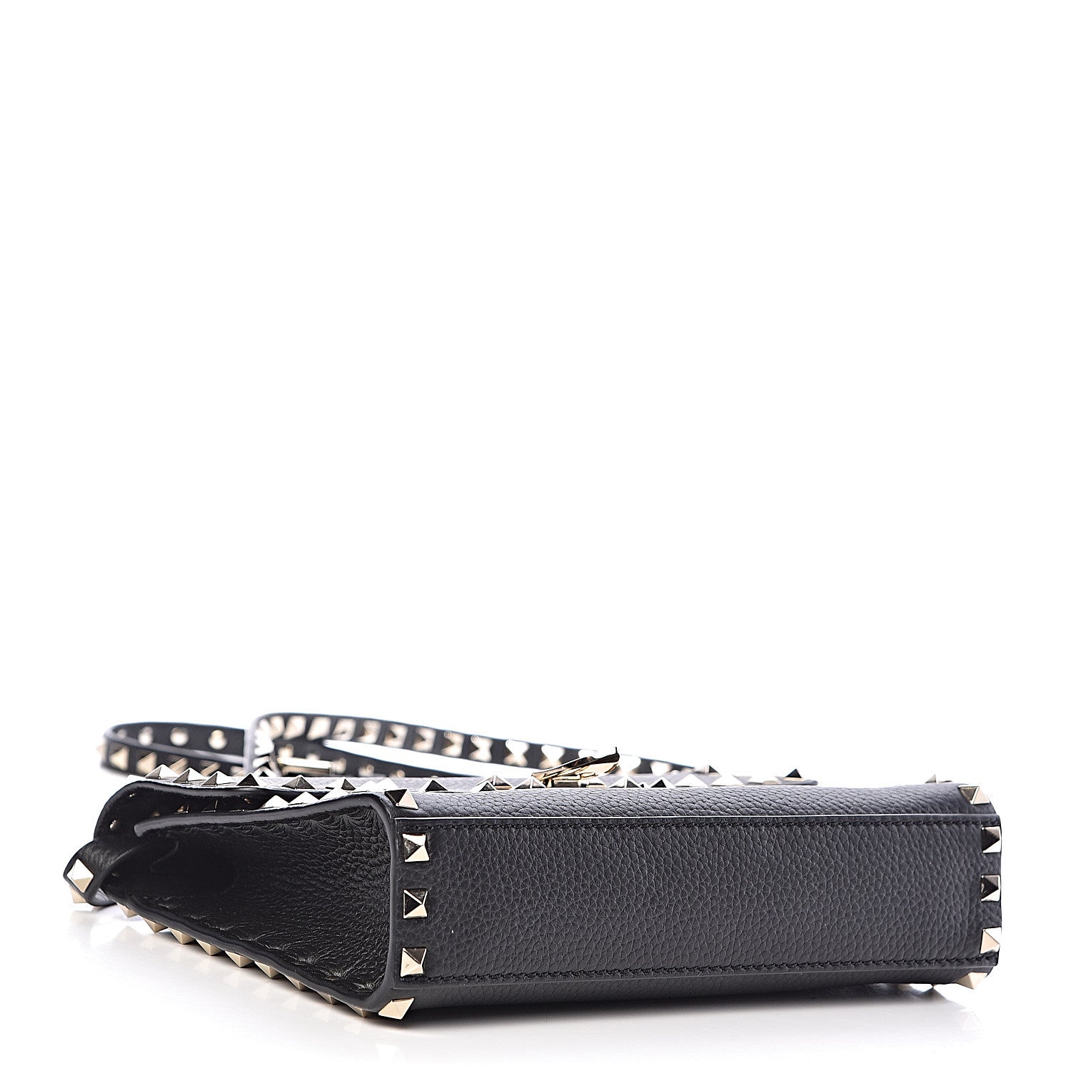 Valentino Garavani Pebbled Calfskin Medium Rockstud Flip Lock Crossbody Bag Black 4 of 9