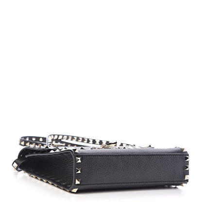 Valentino Garavani Pebbled Calfskin Medium Rockstud Flip Lock Crossbody Bag Black 4 of 9