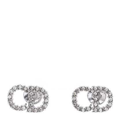 Christian Dior Strass Crystal CD Earrings Silver 1 of 3