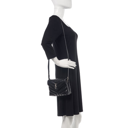 Saint Laurent Calfskin Y Quilted Monogram Toy Loulou Crossbody Bag Black 2 of 11