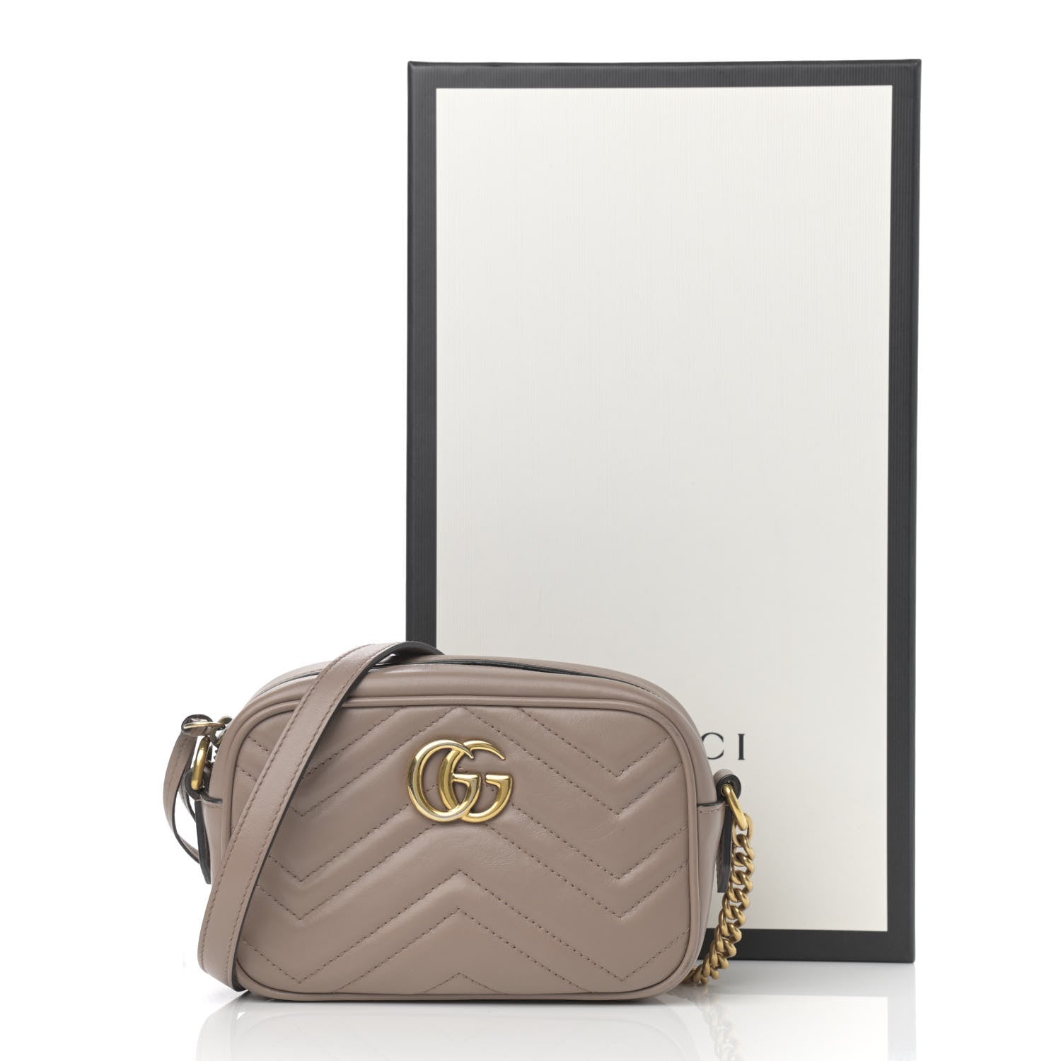 Gucci Calfskin Matelasse Mini GG Marmont Chain Shoulder Bag Porcelain Rose 14 of 14