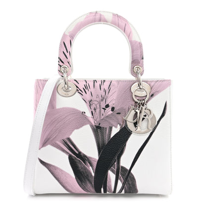 Christian Dior Deerskin Floral Printed Medium Lady Dior White 1 of 14