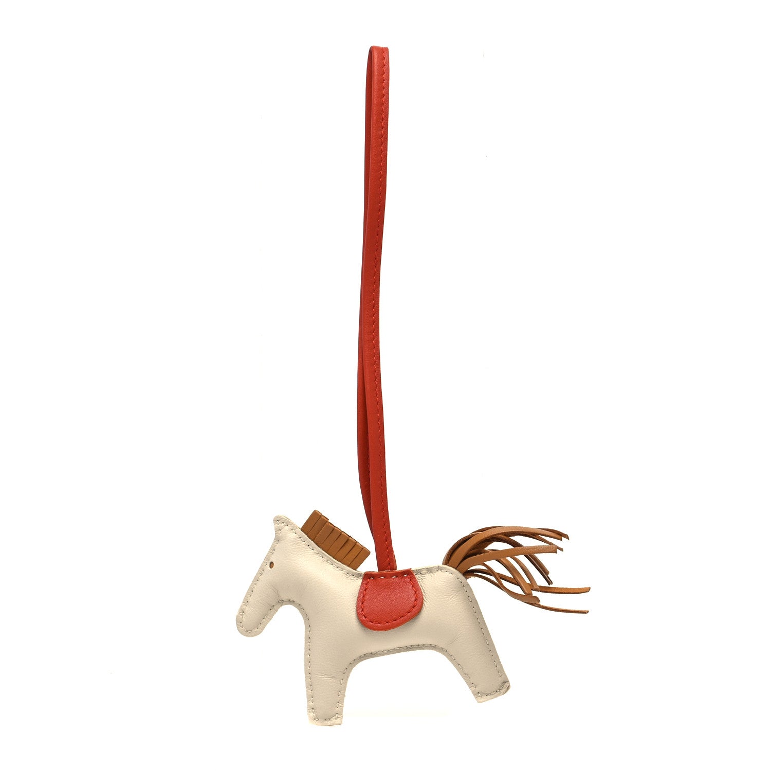 Hermes Milo Lambskin Grigri Rodeo Horse Bag Charm PM Craie Sesame Cornaline 1 of 4