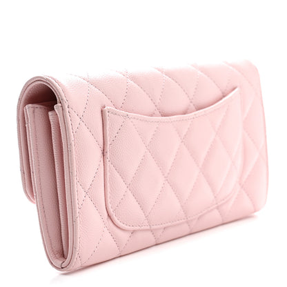 Chanel Caviar Quilted Large Gusset Flap Wallet Light Pink 3 of 10