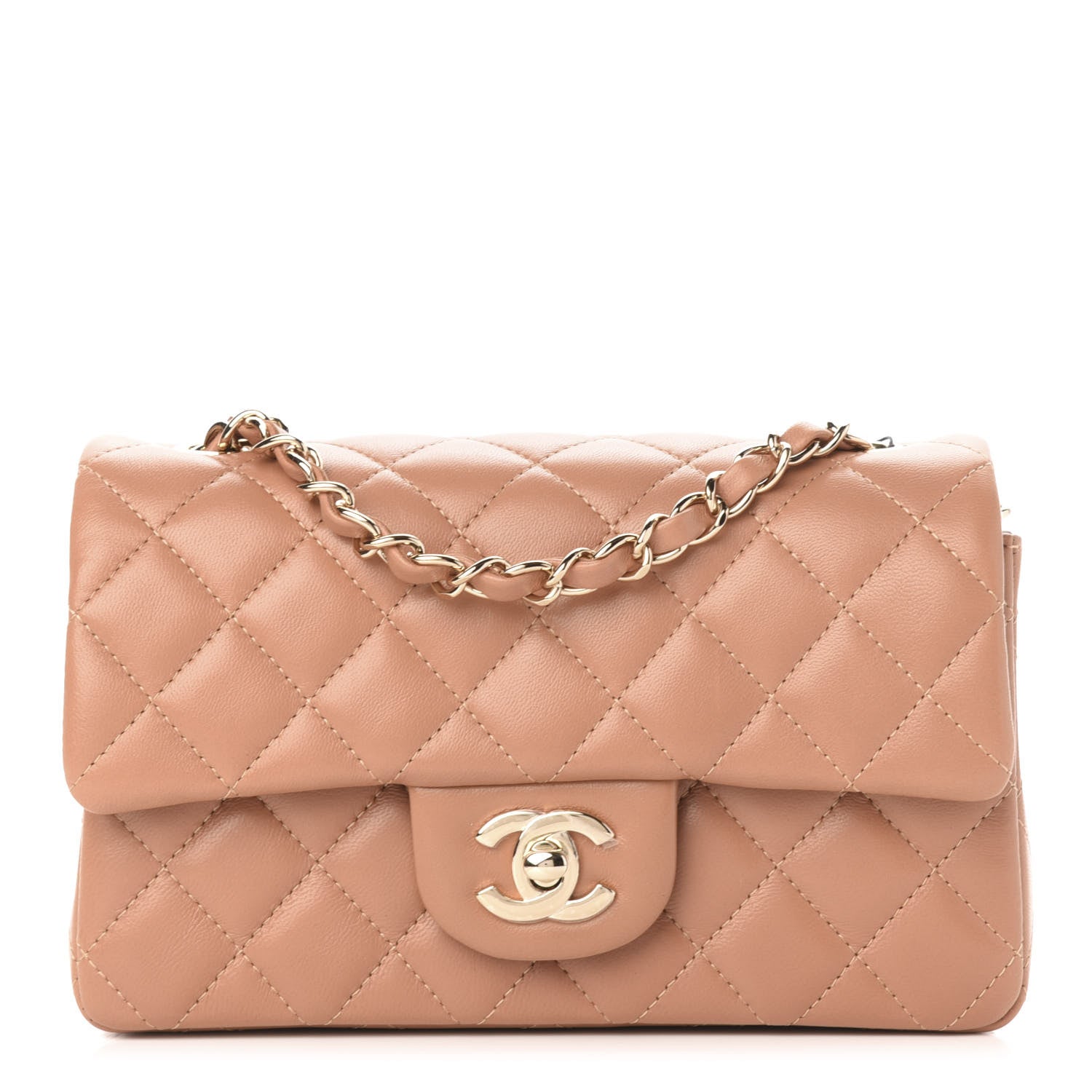 Chanel Lambskin Quilted Mini Rectangular Flap Brown 1 of 11