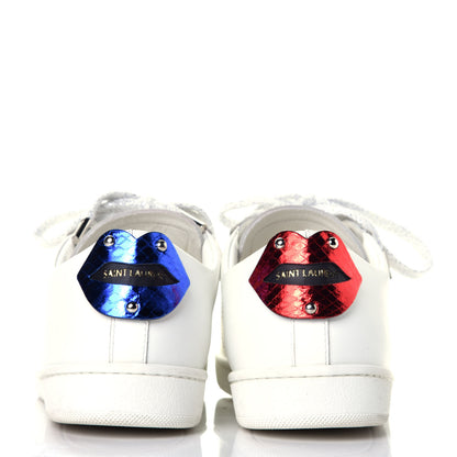 Saint Laurent Calfskin Metallic Ayers Signature Court Lips Sneakers 36 Optic White 5 of 10