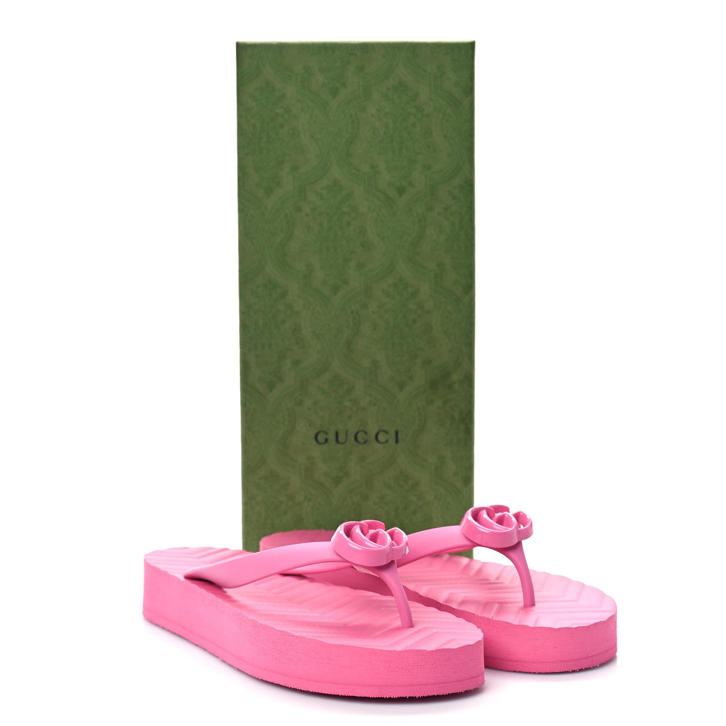 Rubber Chevron Womens GG Thong Sandals 38 Pink Tropical Flower