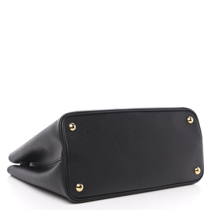 Prada Saffiano Cuir Small Double Bag Black Fuoco 4 of 10