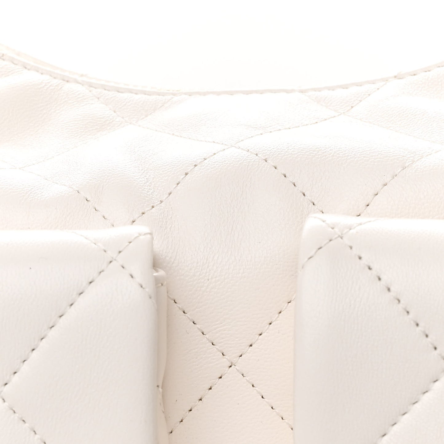 Shiny Lambskin Quilted Trendy Pockets Hobo White