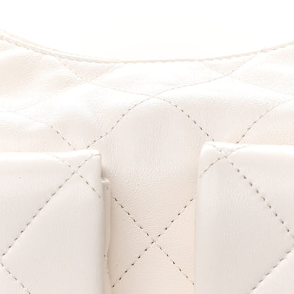 Chanel Shiny Lambskin Quilted Trendy Pockets Hobo White 8 of 11