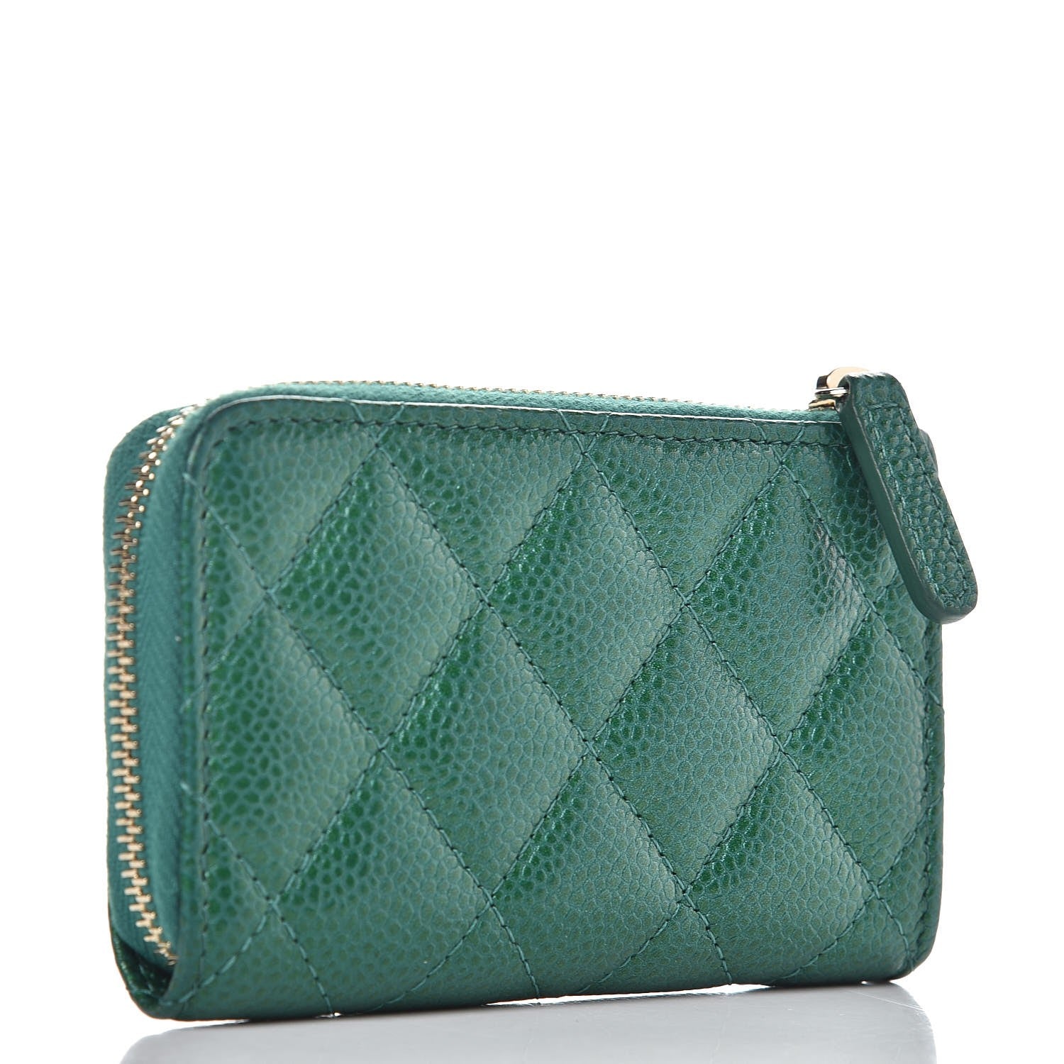 Chanel Metallic Caviar Quilted Key Holder Case Green 3 of 8