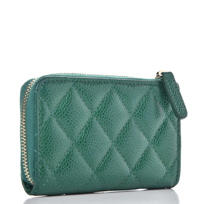 Chanel Metallic Caviar Quilted Key Holder Case Green 3 of 8