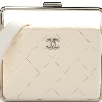 Chanel Quilted Lambskin Metal Bar Clutch Bag White 8 of 12