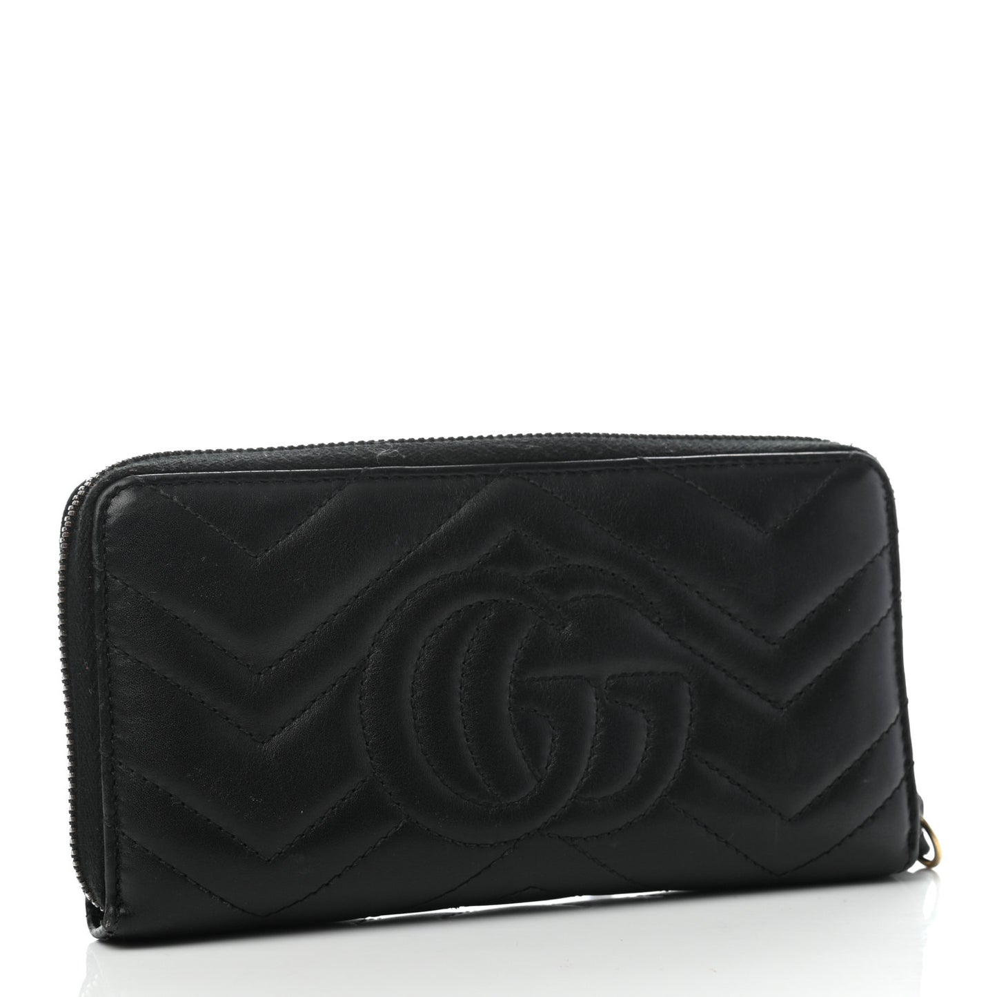 Calfskin Matelasse GG Marmont Zip Around Wallet Black