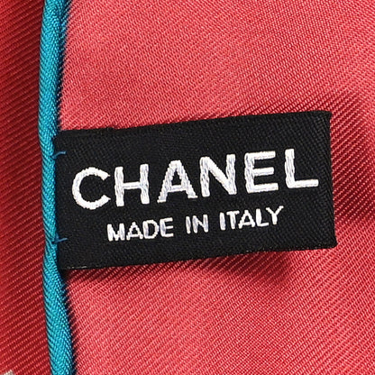 Chanel Silk CC Square Scarf Red Blue 2 of 3