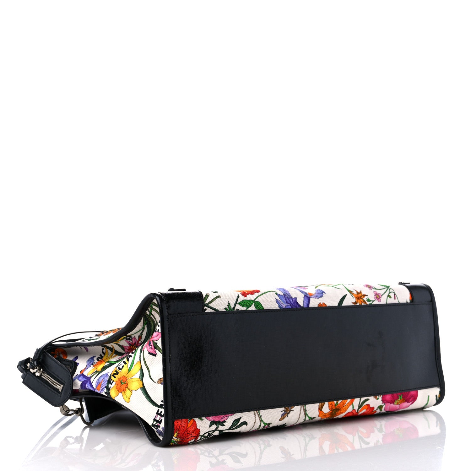 Balenciaga X GUCCI Canvas Azalea Calfskin Flora Logo Print Neo Classic Silver Hardware Medium City White Multicolor Black 5 of 11