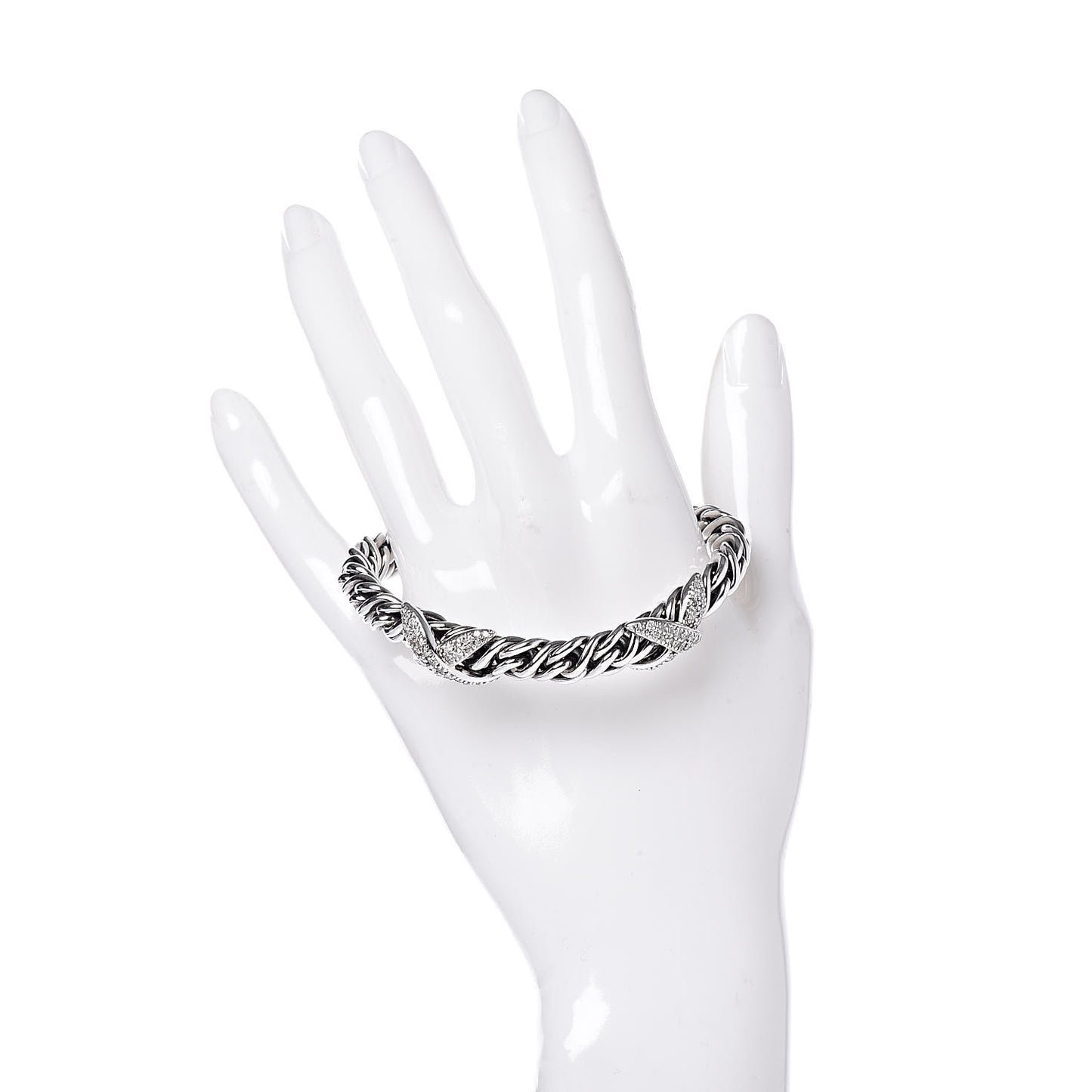 Sterling Silver Diamond 9mm Double X Lyrica Bracelet