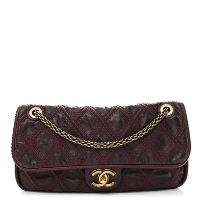 Chanel Calfskin Stitch Triptych Flap Plum 1 of 9