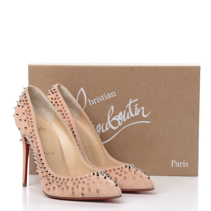 Christian Louboutin Veau Velours Studded Escarpic 100 Pumps 37 Pink Bronze 9 of 9
