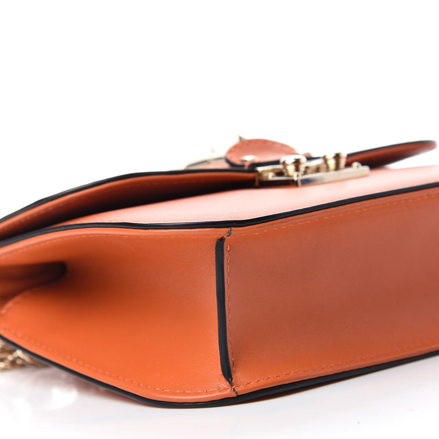 Vitello Small Glam Lock Rockstud Flap Orange