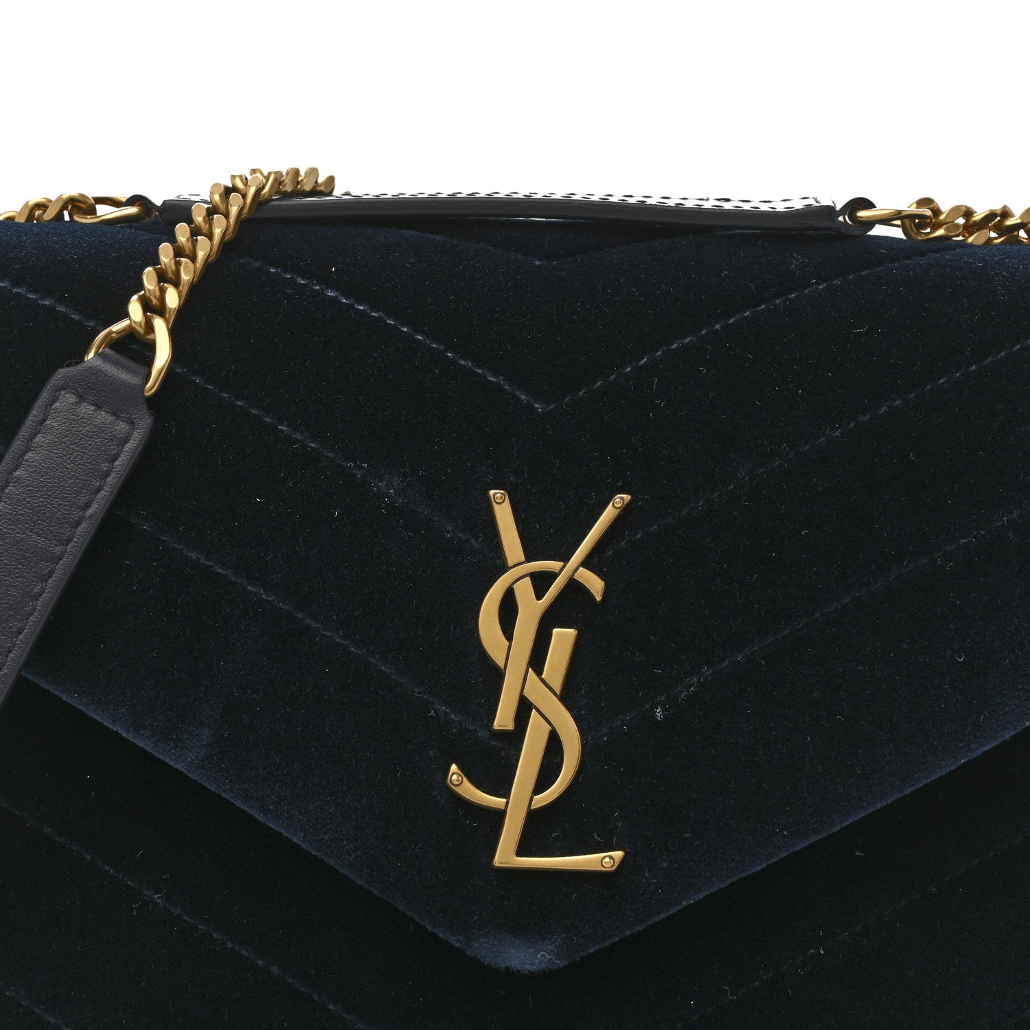 Saint Laurent Velvet Y Quilted Monogram Small Loulou Chain Satchel Medium Blue 8 of 15