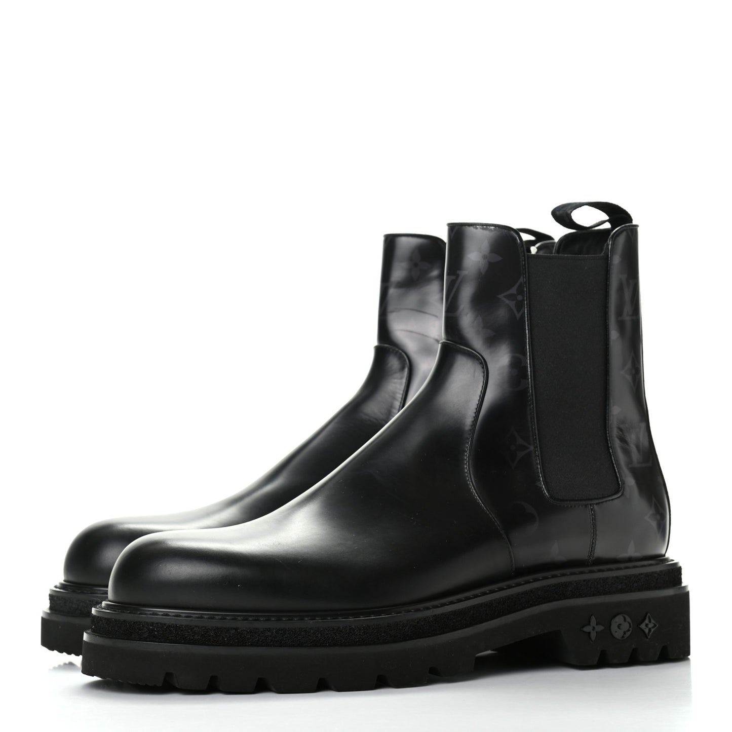 Calfskin Monogram Eclipse Chelsea Boots 9 Black