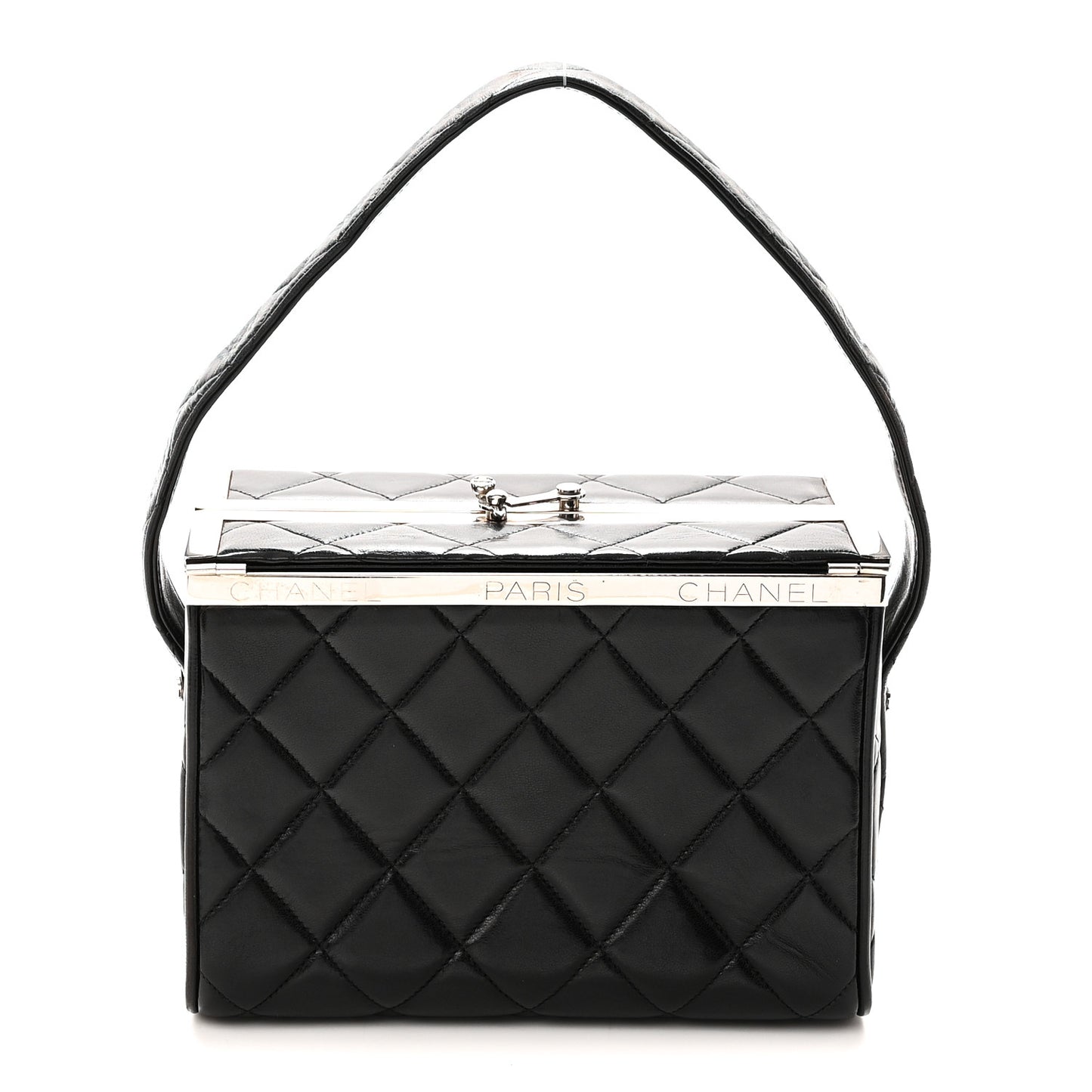Lambskin Quilted Box Bag Black