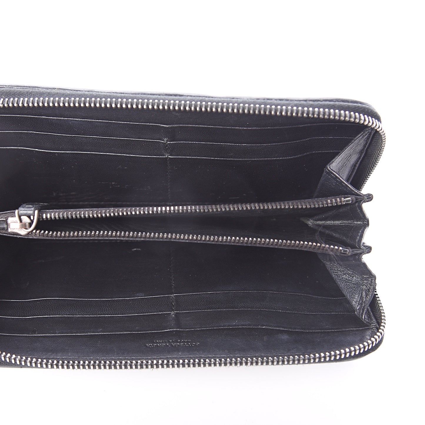 Nappa Ayers Intrecciato Zip Around Wallet Black