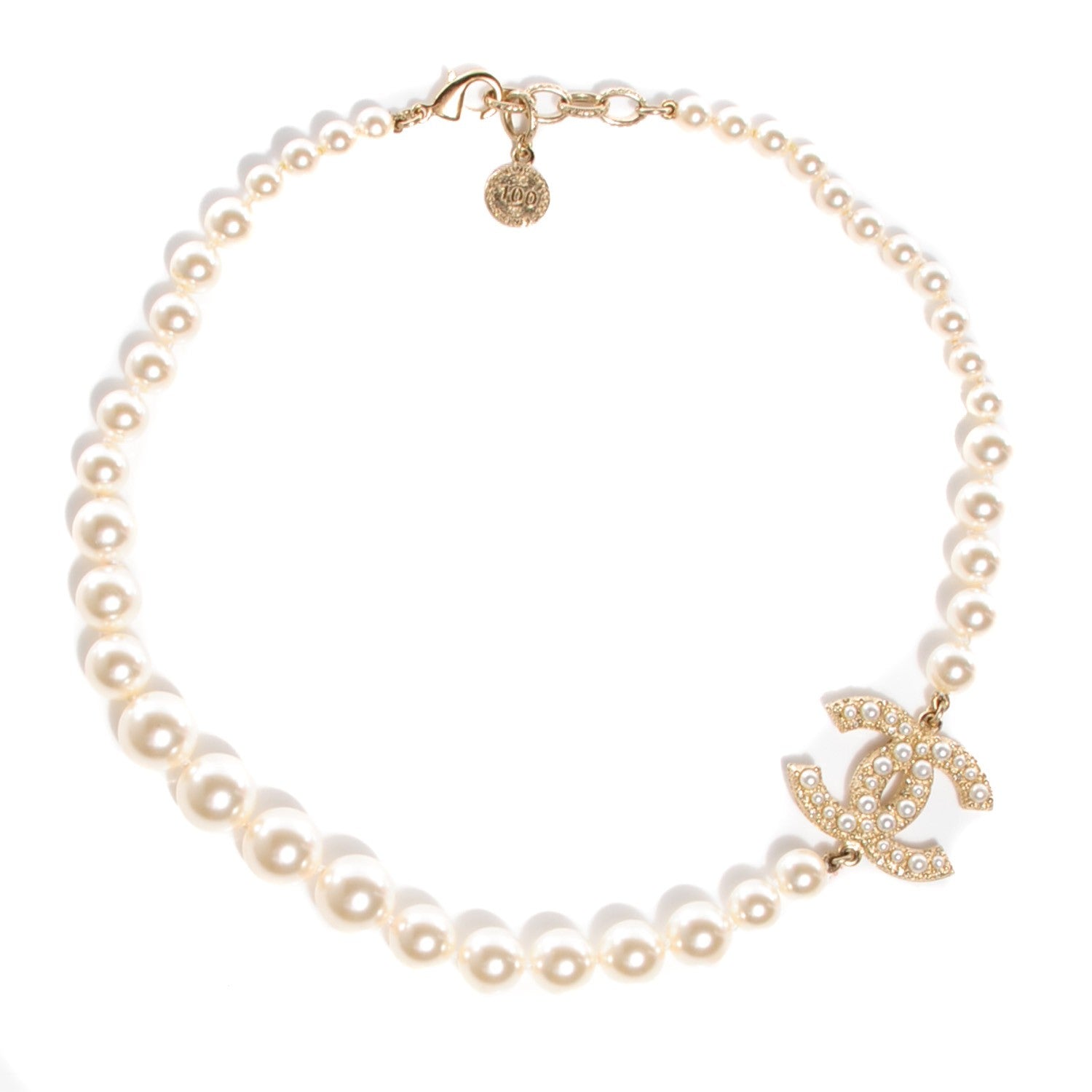 Chanel Graduated Pearl CC Short Necklace Gold 1 of 6