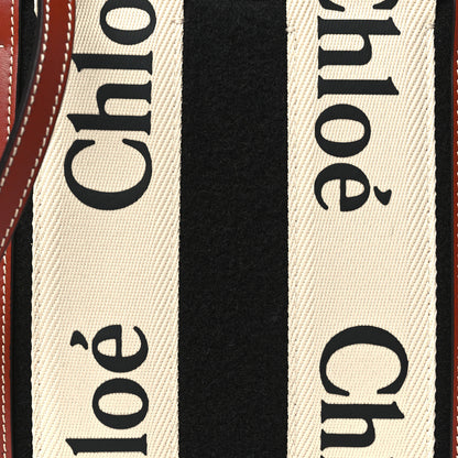 Chloe Felt Calfskin Small Woody Ribbon Tote With Strap Black 8 of 11