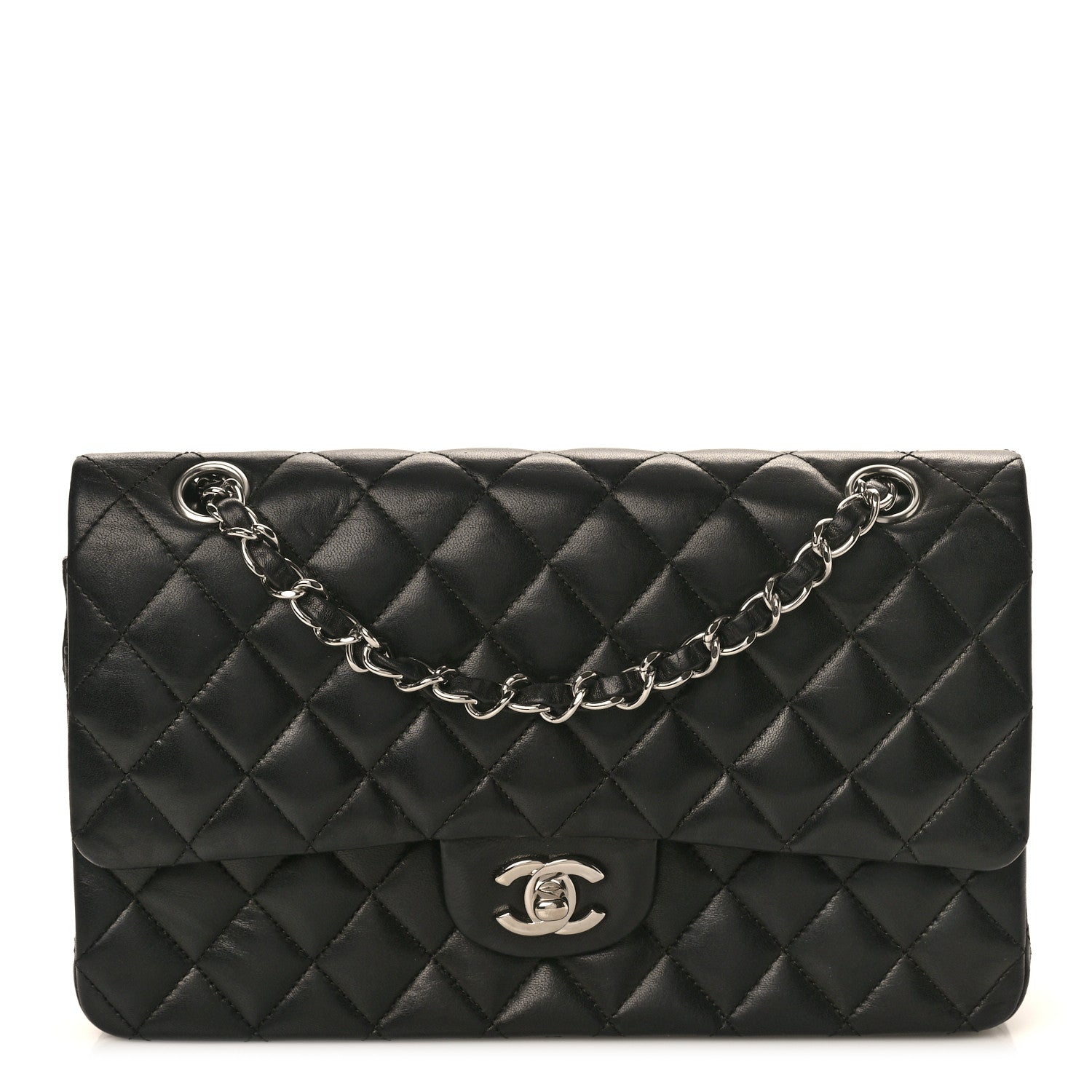 Chanel Lambskin Quilted Medium Double Flap Black 1 of 10