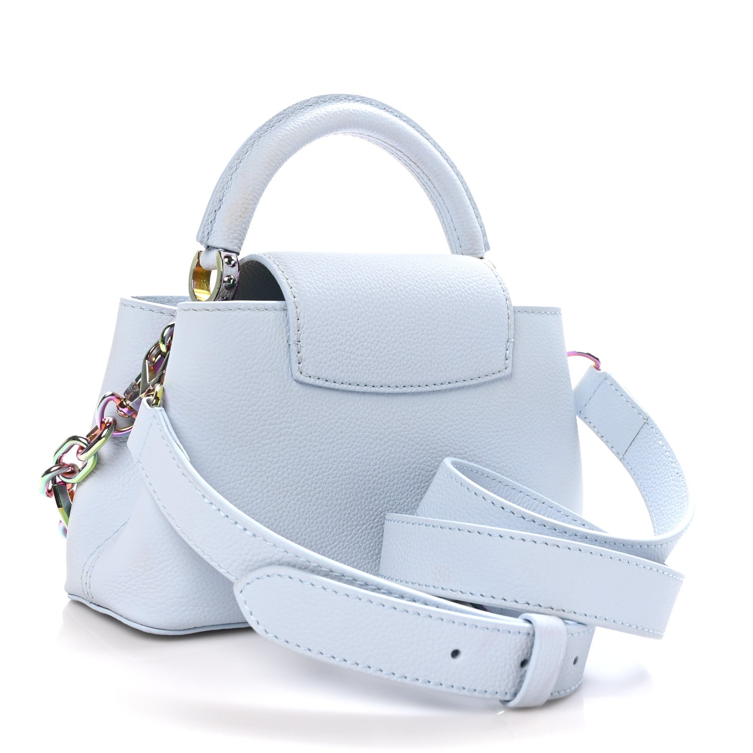 Louis Vuitton Taurillon Capucines East West Mini Scarabeo Iridescent Washed Blue 2 of 8