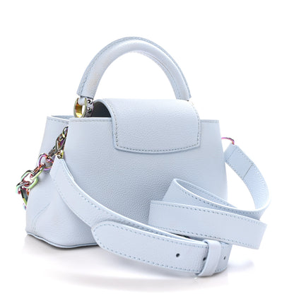 Louis Vuitton Taurillon Capucines East West Mini Scarabeo Iridescent Washed Blue 2 of 8